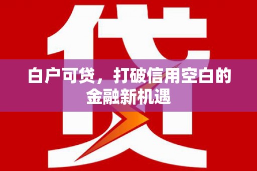 金塘白户可贷，打破信用空白的金融新机遇