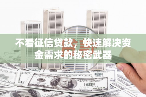 金塘不看征信贷款，快速解决资金需求的秘密武器